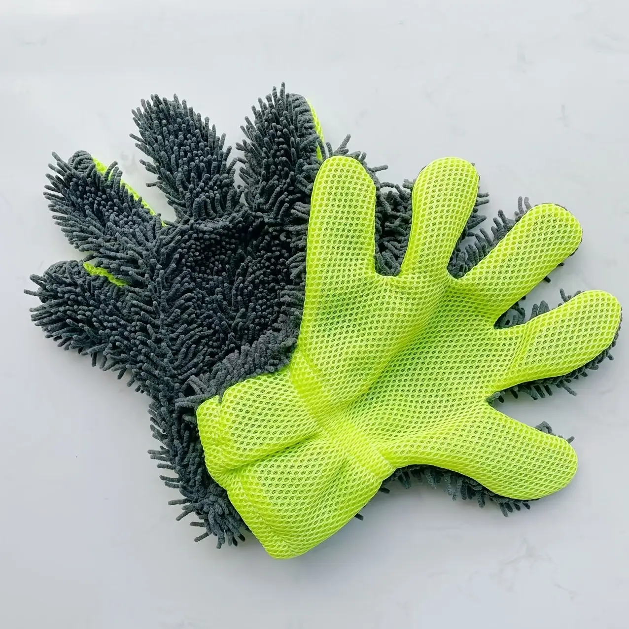 Reusable Five-Finger Car Wash Gloves, Scratch-Free Microfiber Cleaning Gloves, Thick Coral Fleece Large Size, Home & Car Cleaning Tools