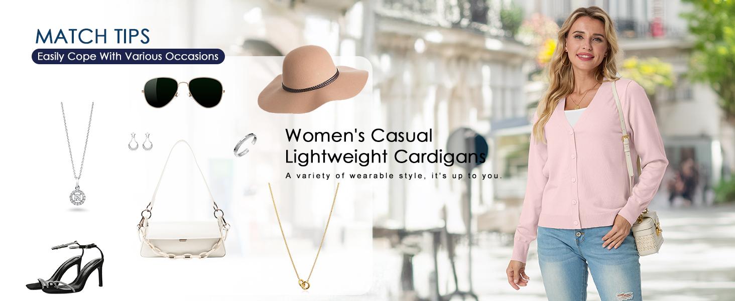 GRECERELLE 2026 Womens Lightweight Open Front Long Sleeve Casual Button Down V-Neck Cardigan Sweater (S-2XL)