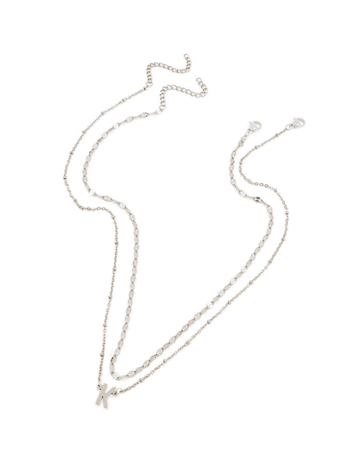 Simple Letter Detail Pendant Necklace & Chain Necklace Set, Necklace Initial, Fashion Jewelry for Party, Daily Decor, Trendy All-match & Exquisite Jewelry for Birthday Gift, Minimalist Necklace