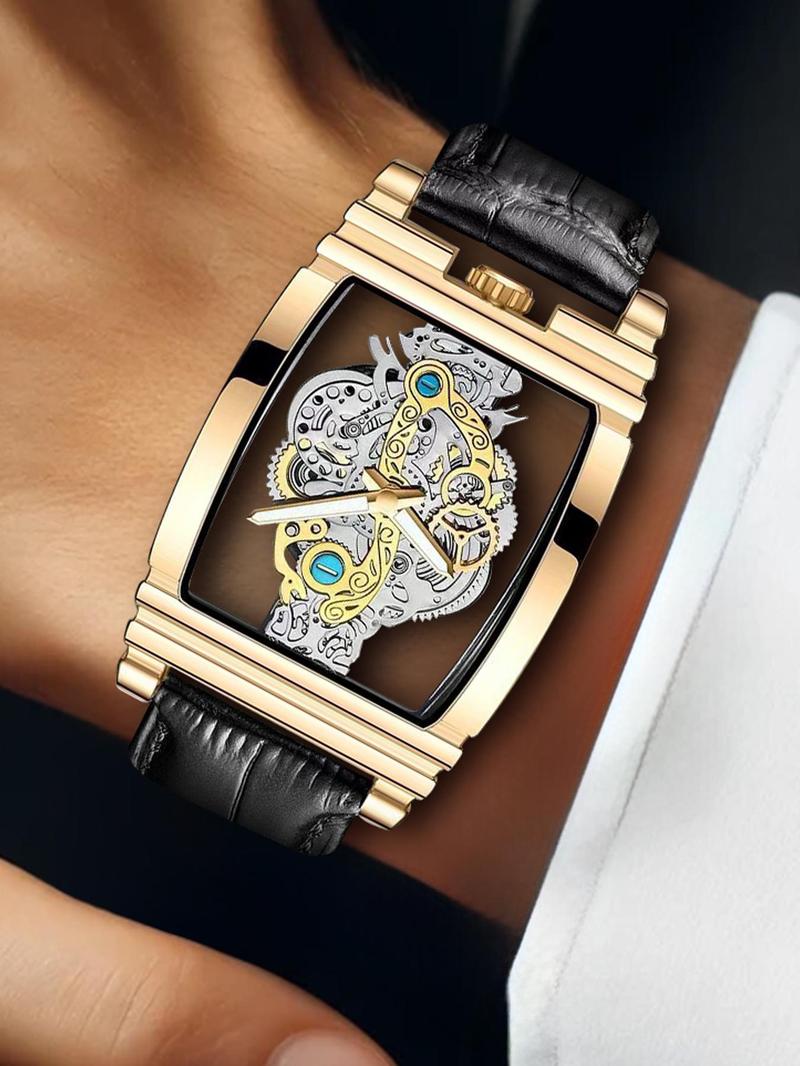 Men's Business Fashion Barrel Shaped, Fashion Watch for Party, Daily Clothing Decor, Trendy All-match & Exquisite Watch for Birthday Gift, Fashionable Watches