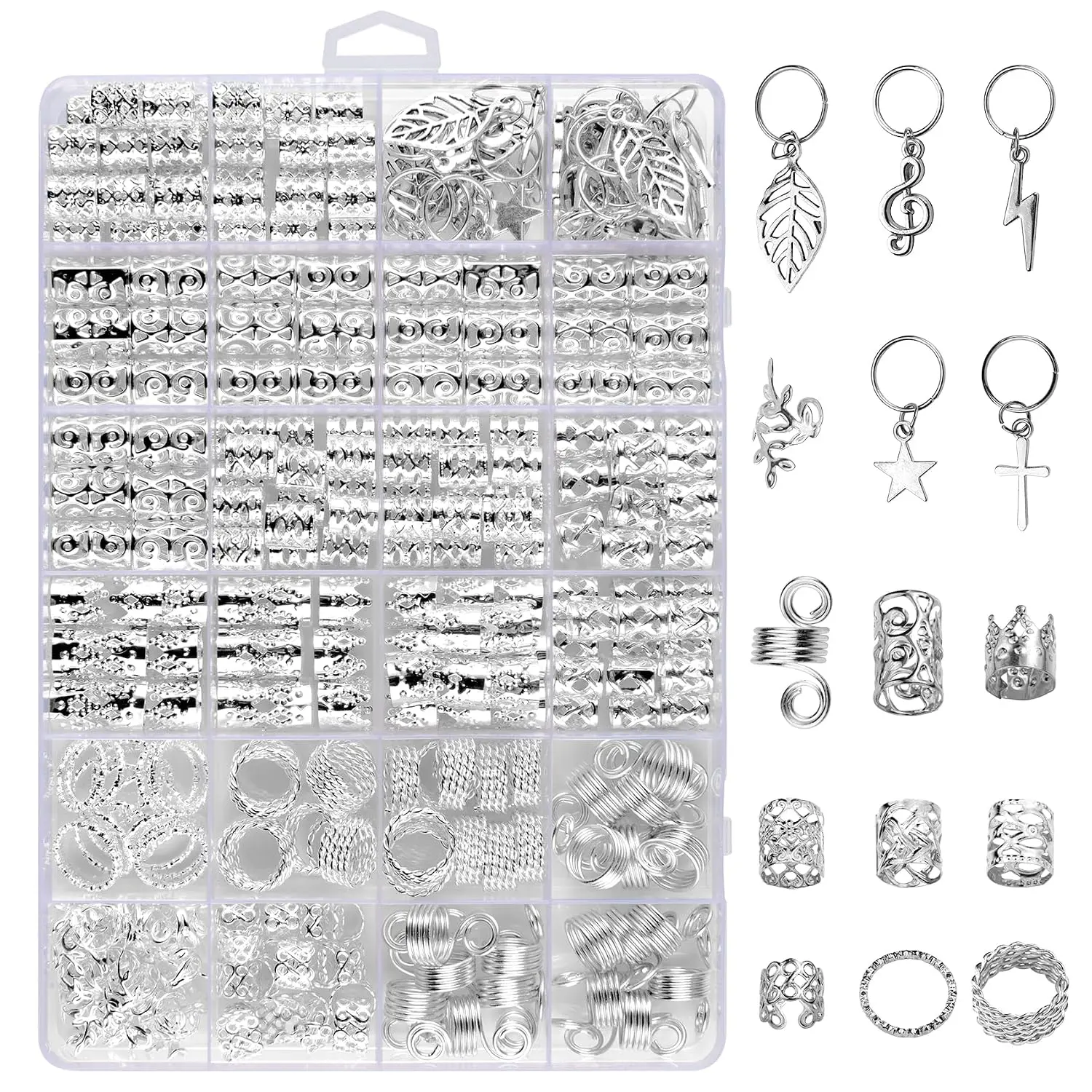 Hair  for Women Braids, 275 count Braid  Accessories Metal  Loc Clips for Hair Dreadlocks Hairs Rings for Braids Cuffs Clips Hairs Dreadlock Decorations for Women Unisex