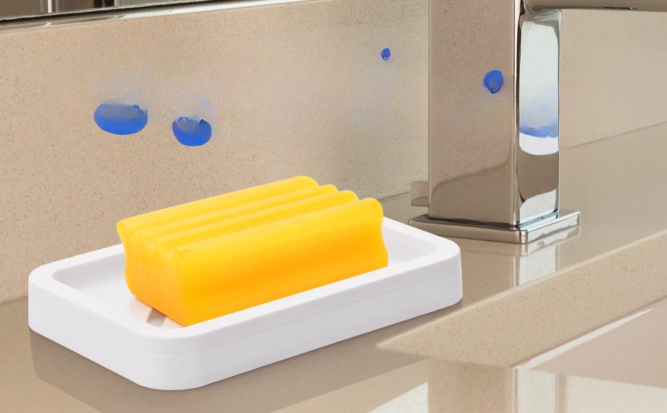 2PCS Draining Soap Dishes, Dishwashing Sponge Soap Holder with Water Tray, Keep The Place Dry, Easy to Clean Soap Cases, Suitable for Kitchen, Bathroom, Co
