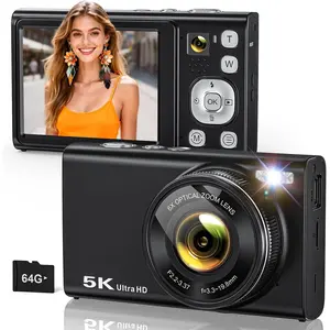 5K Digital Camera for Photography with 6X Optical Zoom, Autofocus 96MP Vlogging Camera for YouTube Video with -Lens, Compact Point and Shoot Travel Cameras for Beginners with 64GB Card & Flash