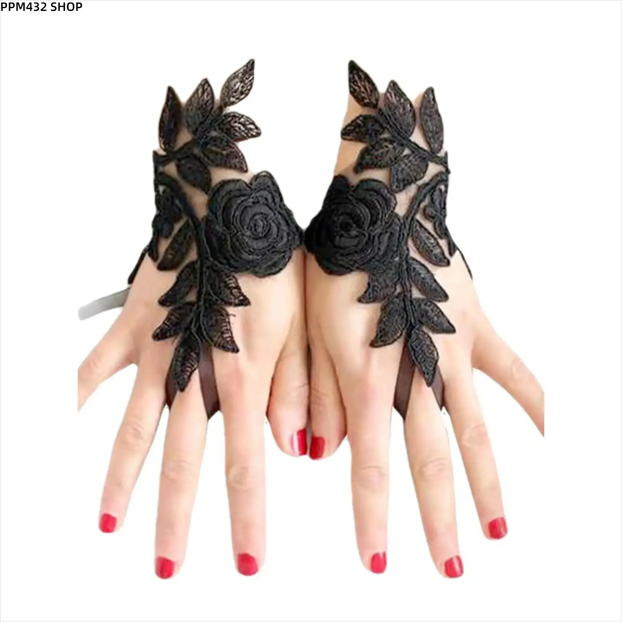 Lace Rose Bridal Gloves, Elegant Floral Fingerless Gloves for Women, Wedding Party Formal Accessories, Vintage Fashion Gloves for Special Occasions and Daily Outfits