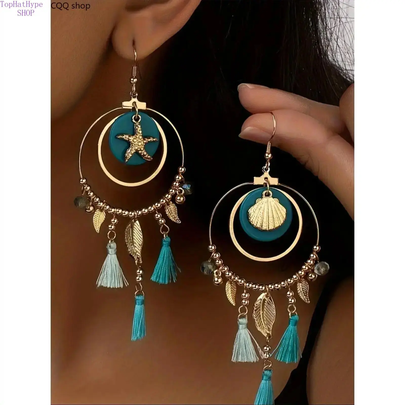 Fashionable Boho Style Tassel & Leaf & Beaded Design Dangle Earrings (1 Pair), High Quality Earrings, Fashion Ear Jewelry for Women, Daily Clothing Decor, Trendy All-match & Exquisite Jewelry for Birthday Gift, Dangling Earrings