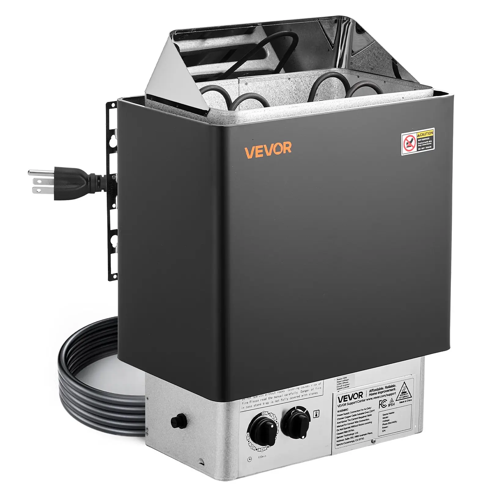 VEVOR Sauna Heater, 2KW AC 120V Electric Sauna Stove, Dry Steam Bath Saunas Stove with Pre-Drilled Bracket, Fit 52.9 to 88.2 CU. FT Saunas Rooms, Steam Bath Stoves for Home, Commercial, Leisure Venues