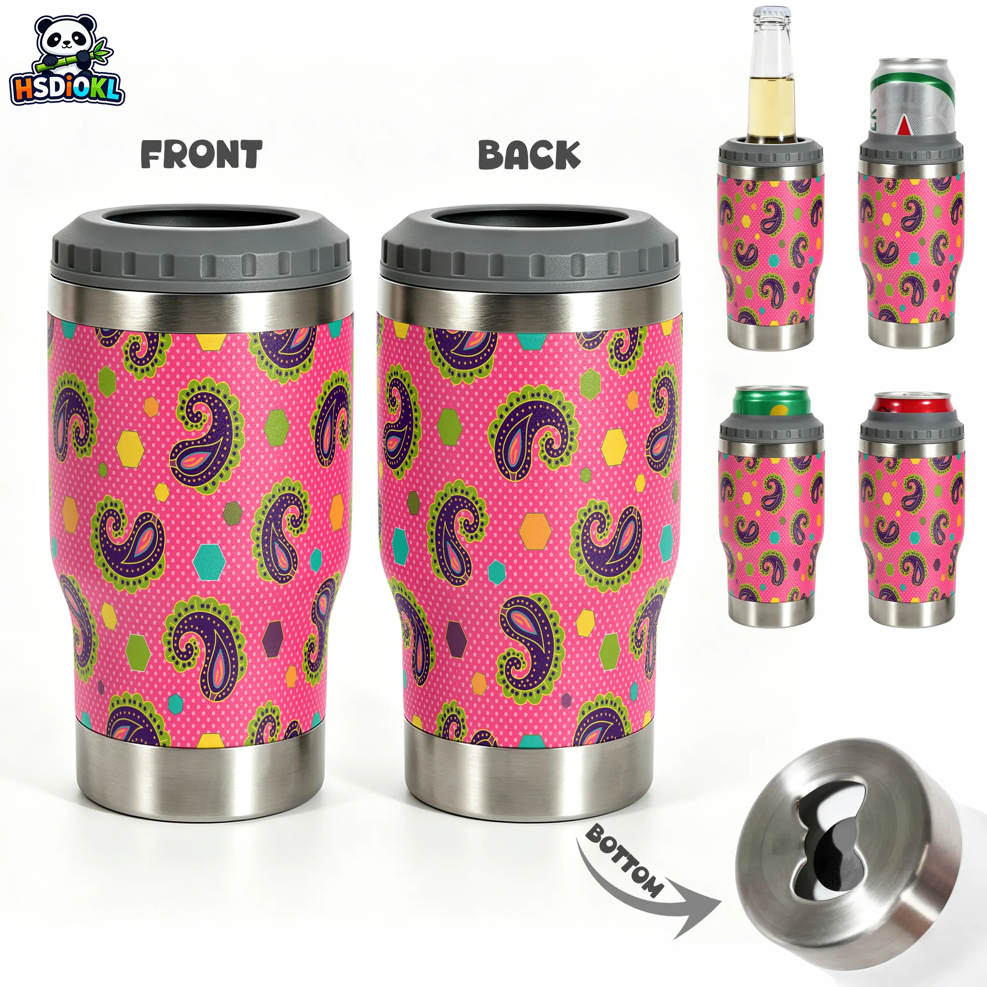 1 pc, 2-in-1 Vacuum Insulated Can Cooler with Bottle Opener, Stainless Steel Beer Can Insulator, Multi-functional Drink Holder for BBQ, Beach, Camping, Tailgate & Road Trip, Ideal Beer Gifts