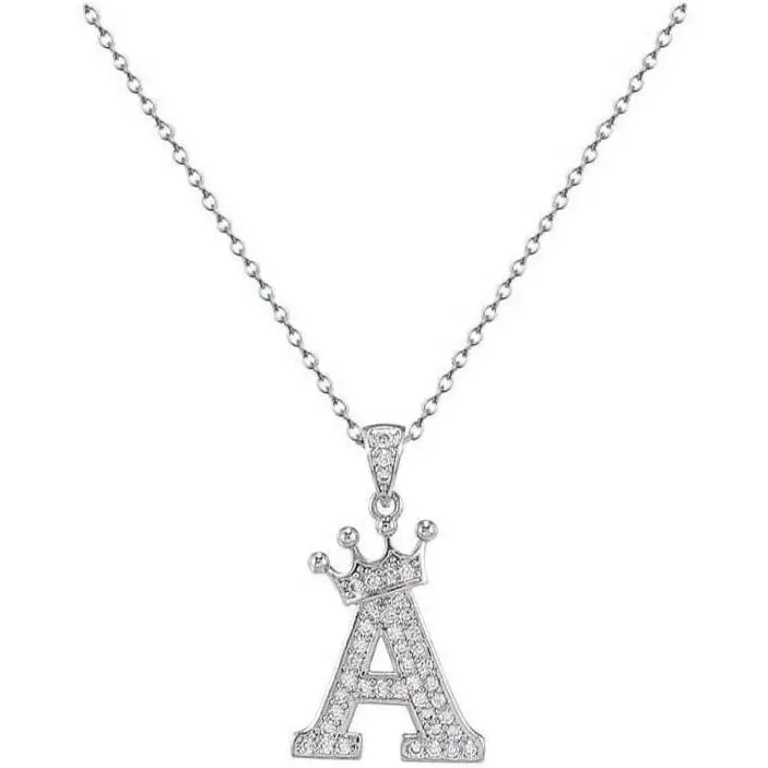 Baby Initial Letter Necklace, Silver-Plated Sparkling Crystal Monogram Pendant Jewelry, New Model Gift for Baby Girls