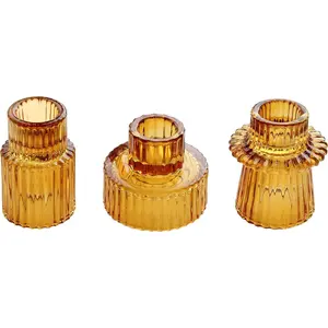 Taper Glass Candlestick Holders Tealight Candle Holders for Table, Wedding Decor and Dinner Party