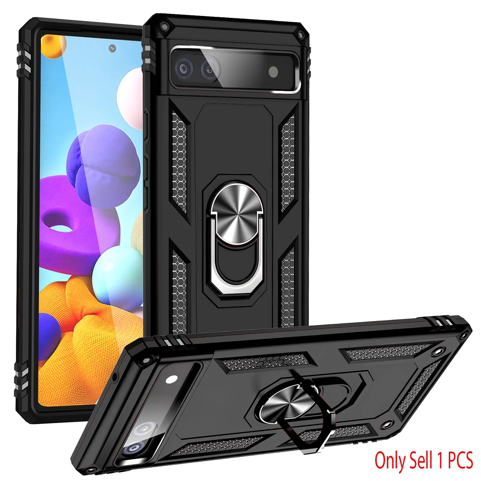 Suitable for Google Pixel 6A phone case, anti drop, Shockproof, dustproof, waterproof, anti fingerprint, with magnetic rotating bracket, suitable for Google Pixel 6A protective case