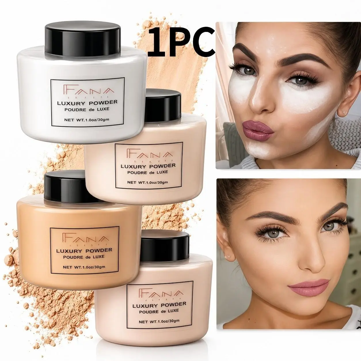 4-Shade Setting Powder, Face Powder, Oil-Control Setting, Long-Lasting Wear, Matte Finish, Soft-Focus Effect, Pore-Minimizing, Oil-Control Loose Powder, Setting Loose Powder, Makeup Powder