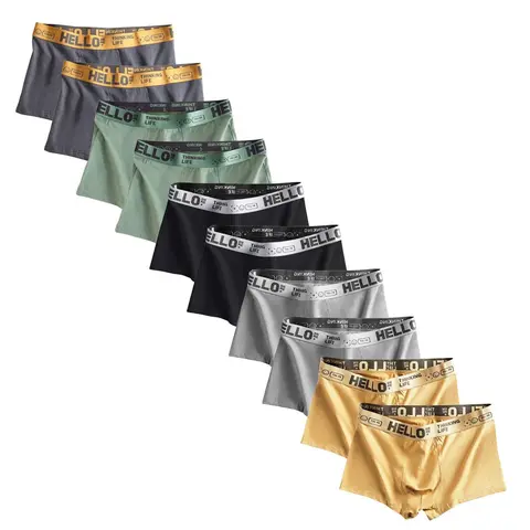 Men's Letter Tape Boxer Brief, Stretchy Boxer Briefs, Casual Comfy Breathable Underwear, Men's Underwear for Daily Wear, Letter Print Briefs, Elasticity Design Underwear, Boxer Briefs Set, Casual Style Underwear