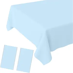2 Pack Light Blue Disposable Tablecloth 54" x 108" Baby Blue Pastel Table Covers for Bridal Shower Engagement Wedding Birthday BBQ Picnic Indoor & Outdoor Parties