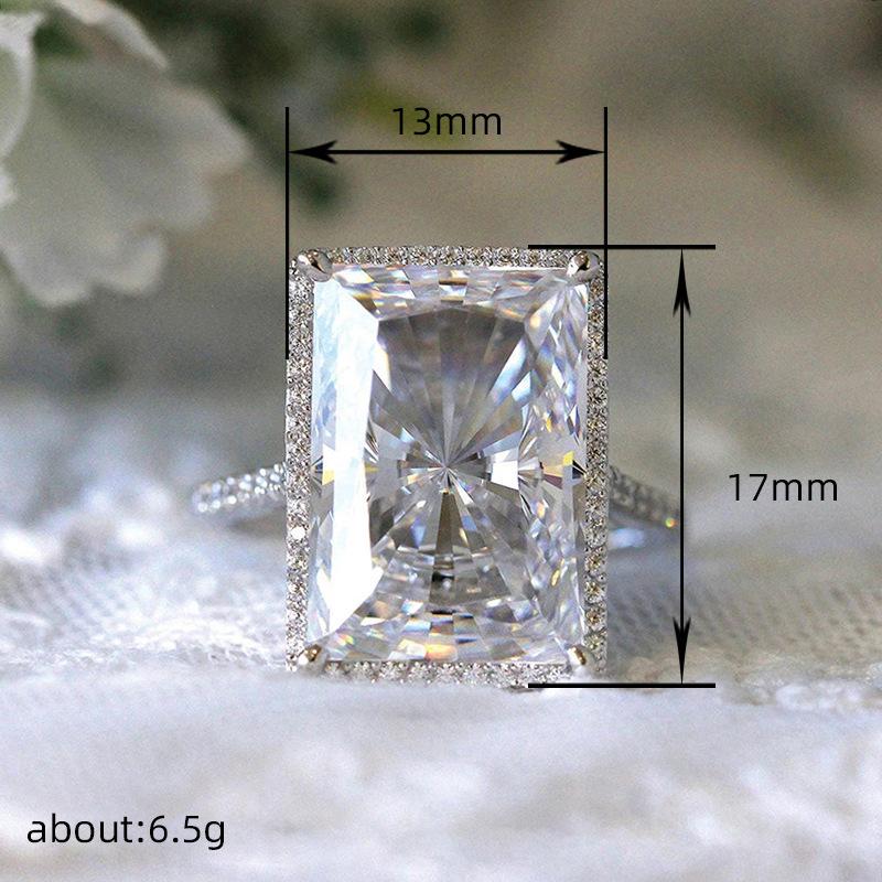 Bright Rectangular Eye-Catching Statement moissanite Ring - Quiet Luxury Trendy It Girl Elegant Minimalist Jewelry Accessories for Women Valentines Gifts for gf