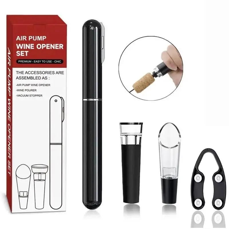 Viral Air Pump Wine Opener Kit: Vacuum Stopper Drip-Free Pourer 2-in-1 Essential for Home Restaurant & Gifting Perfect Present for Wine Enthusiasts Hosts tiktok garlic corkscrew