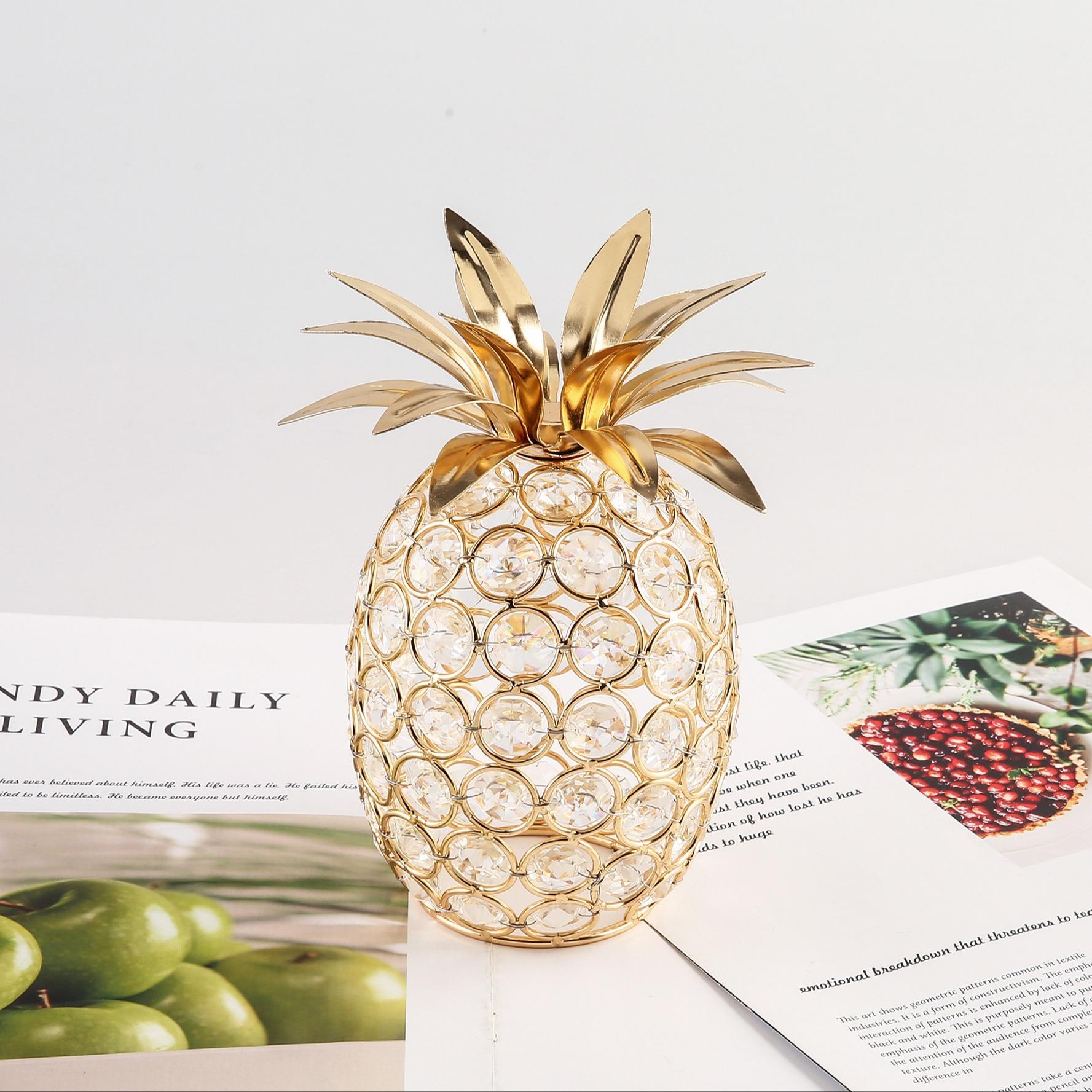 Creative Crystal Craft Fruit Ornament, Living Room Entryway Decor, Table Decoration, Apple, Pear, Pineapple Shapes Home Accent