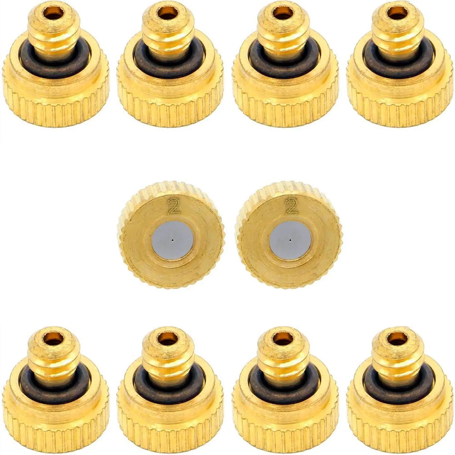 10 count Brass Misting Nozzle - 0.008" Orifice (0.2mm) Dia 10/24 UNC  Heads for Outdoor Cooling System (0.2mm)