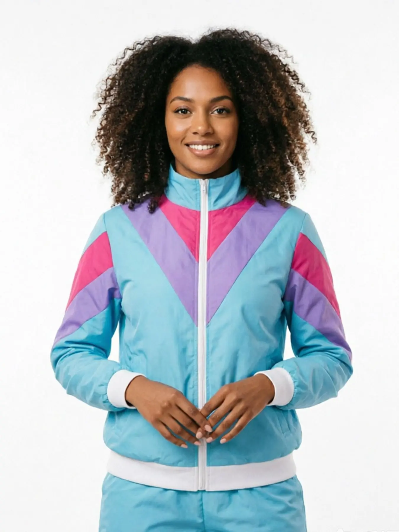 Retro 80s Women Colorblock Tracksuit Aerobics Outfit Party Stage & Photoshoot Costume Lightweight Athletic Outfits