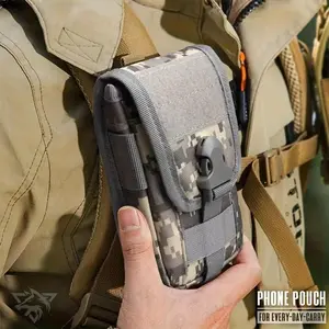 Durable Outdoor Sports Phone Pouch, Nylon Smartphone Holster with Security Lock & Card Slot, Ideal for Camping & Adventure