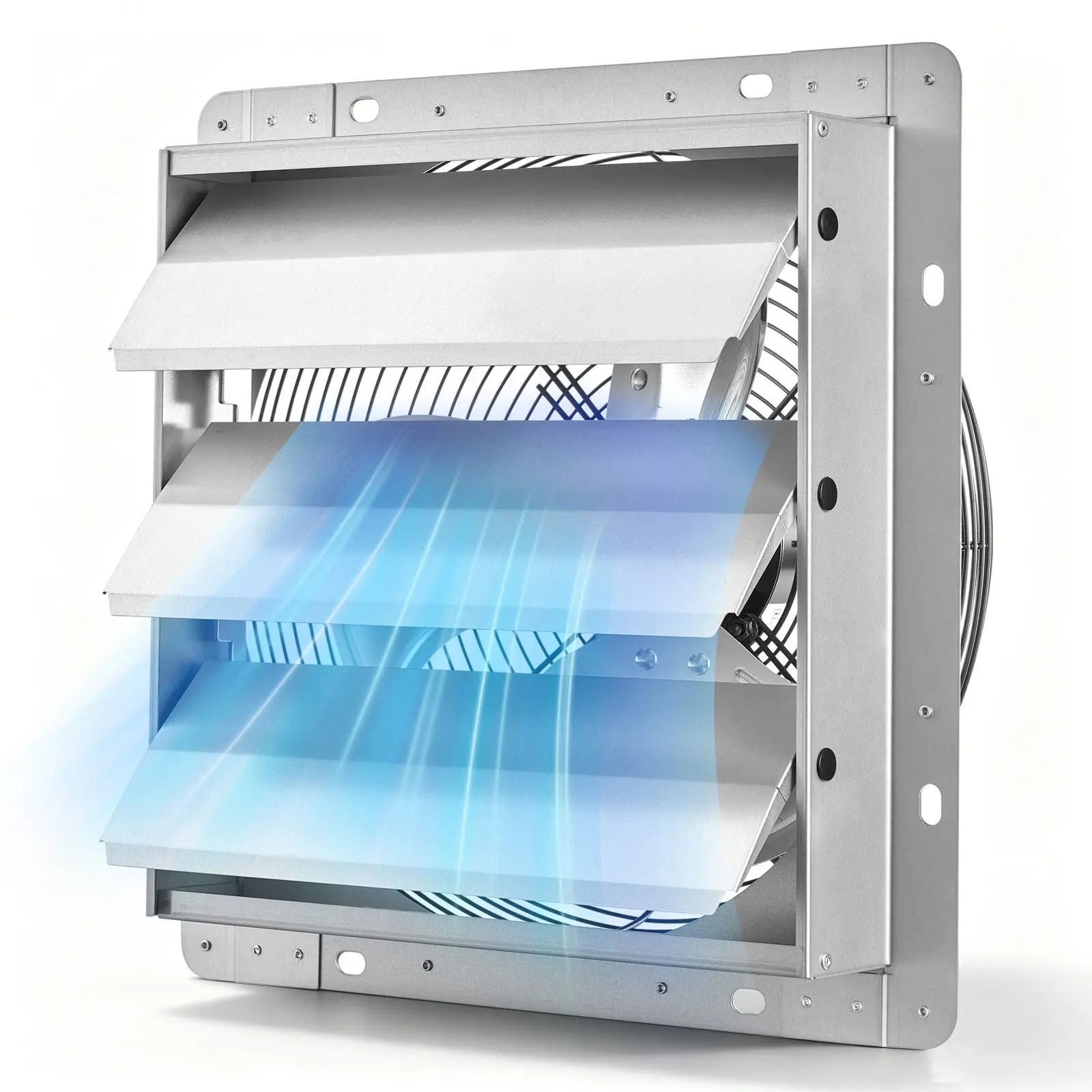 【DealsForYouDays】VEVOR 12 Inch Shutter Exhaust Fan Wall Mounted 1347 CFM Automatic Louvers, Sturdy Steel Housing, Low Noise, AC Motor, Ventilation and Cooling for Attic, Garage, Barn, Greenhouse, Workshop, Silver