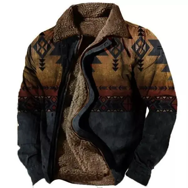 Thickened Side Seam Pocket Casual Zipper Loose Wolf Brown Cotton Jacket Men's Fleece Coat