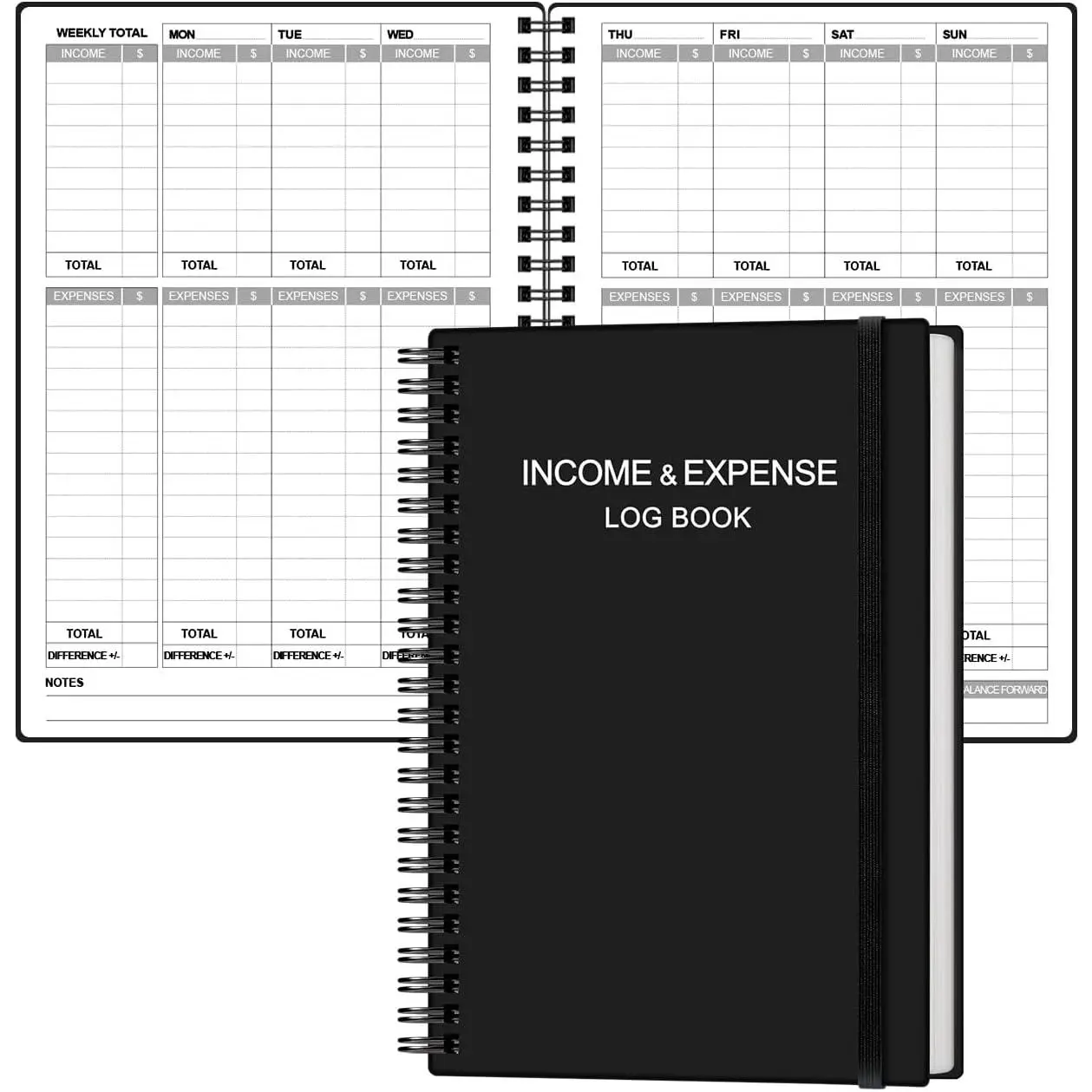 Income & Expense Log Book - A5 Income and Expense  for Small Business, Accounting Bookkeeping  for Woman and Man, 5.8" x 8.3", Black