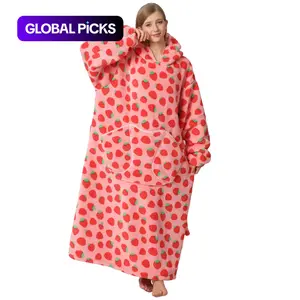 Msrlassn Oversized Hoodie Blanket for Women Men Adults Wearable Hooded Sweatshirt Pullover, 1 Pcs Wearable Blankets Hoodie Super Soft Warm Cosy Sweatshirt with Big Pocket Halloween Summerween Gift