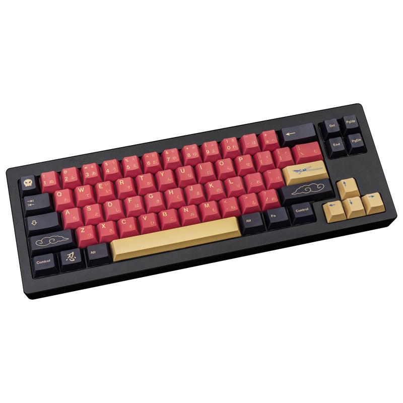 Cherry Profile Red Japanese Keycaps, PBT Material, Dye Sublimation, Minimalist Custom Key Caps for Mechanical Gaming Keyboard, 130 Keys