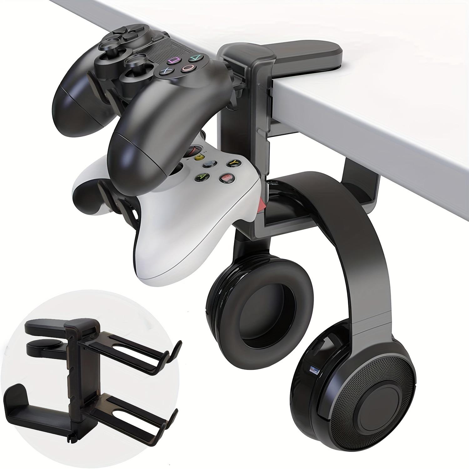 3-in-1pc Gaming Headphone & Controller Holder - Adjustable & Rotating Arm Clamp, Universal Headset Stand for Under Desk Setup, ABS Material, Ideal for Gaming Accessories, Controller Holder | Modern Gaming Setup | Durable Gaming Equipment, Headphone Holder