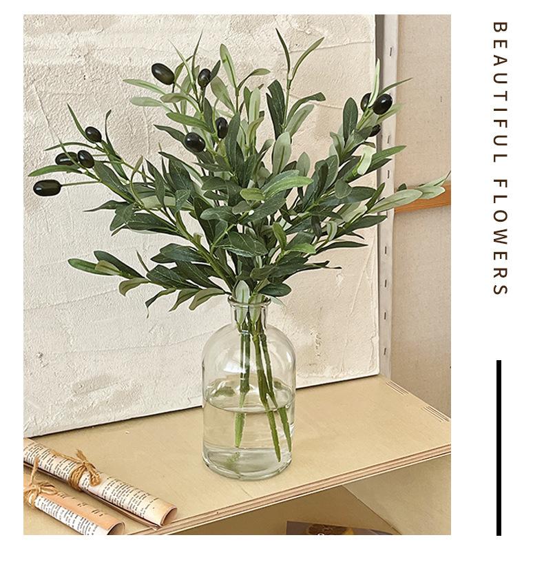 4-pronged artificial olive leaf, artificial green plant with fruit, olive branch, green tree branch