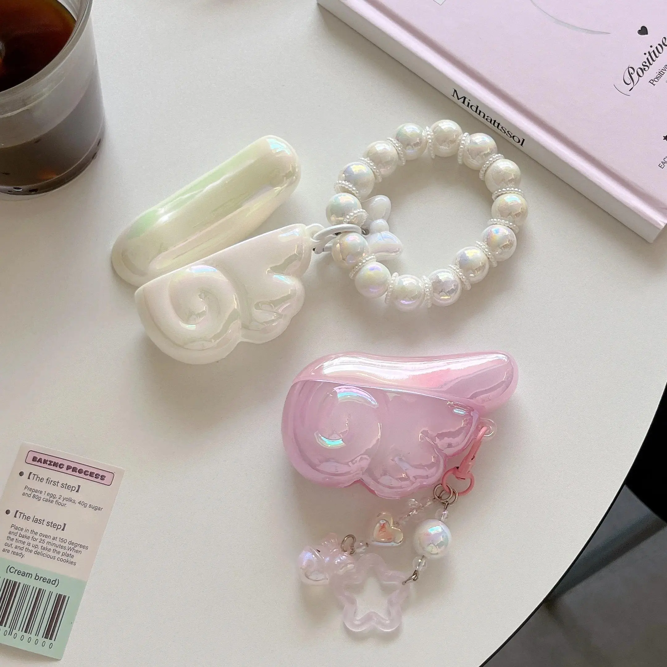 For Apple AirPods 1 2 3 4 Pro 2 3D Luxury Laser Angel Wings Earphone Protective Case Bluetooth Headset Cases With Pendant Cover