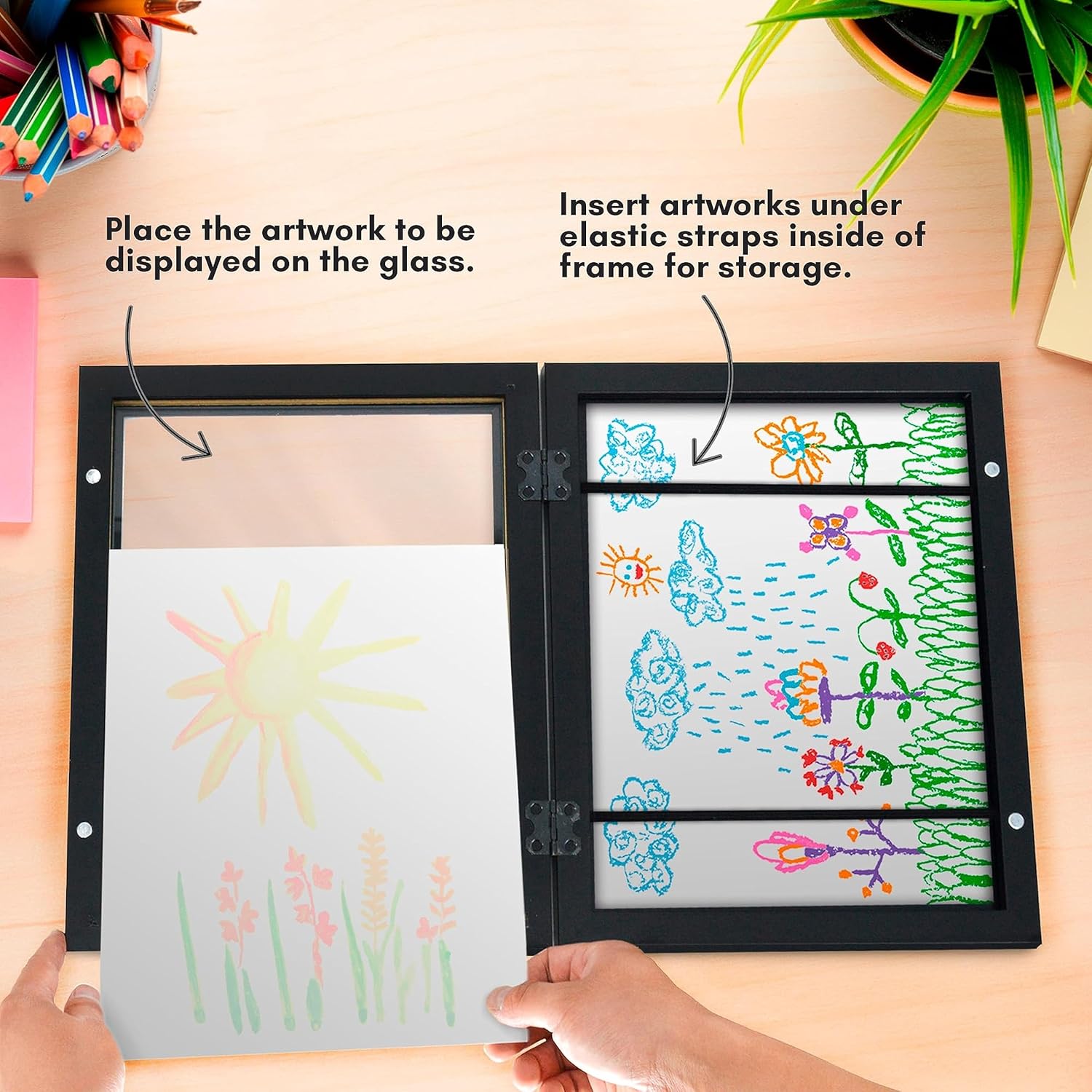 Art Frame, Picture Frame, Replaceable Front Opening Art Frame, Art Display Storage Frame for Wall, Home Decor Supplies for Living Room Bedroom, Photo