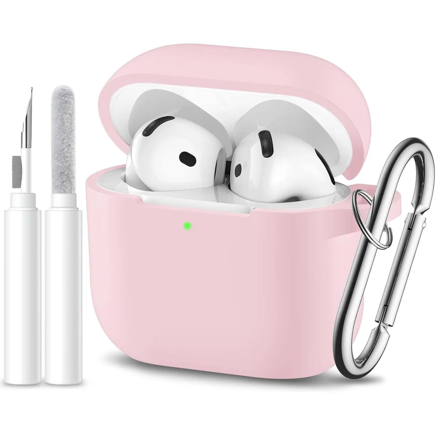 for Airpods 4th Generation Case Cover(2024),Soft Silicone Full Protective Case for AirPods 4 Case with Keychain & Cleaner Kit,Compatible with Apple Airpods 4 for Women,Men(Lightpink),Intelligent,Touch,Noise,Cancelling,Wireless,Gaming,Bl,Lightweight,In-Ear