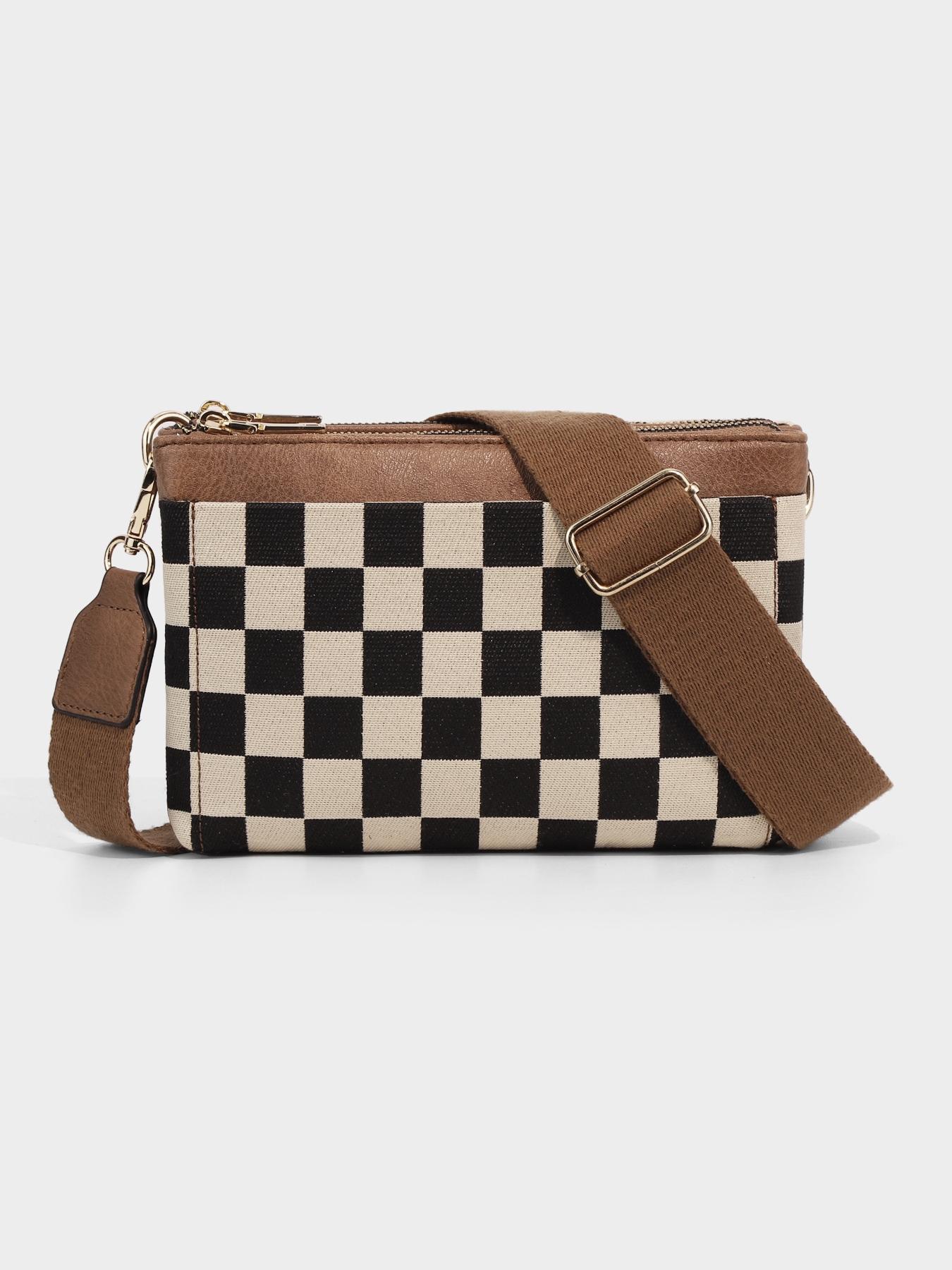Checkered Portable Bag, Small Square Shoulder Wallet, Lightweight Single-Shoulder Coin Purse, Stylish and Practical Accessory, Geometric Pattern Bag