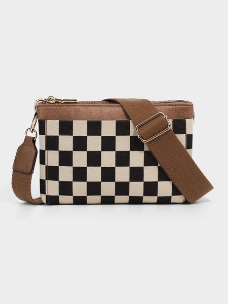 Checkered Portable Bag, Small Square Shoulder Wallet, Lightweight Single-Shoulder Coin Purse, Stylish and Practical Accessory, Geometric Pattern Bag
