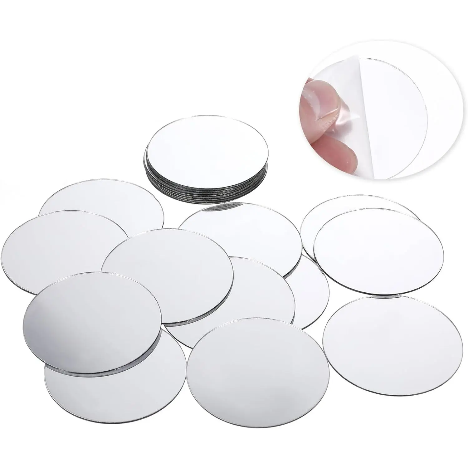20 count Mini  Round Mirror Tiles, Self Adhesive, , Classic Style, Mosaic Tiles for DIY Crafts, Wall Decor,  Making, 2 Inch