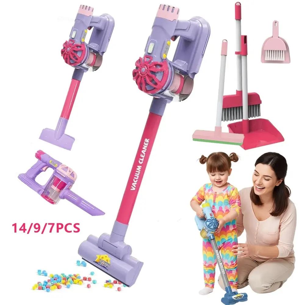 Kids' Realistic Electric Pretend Play Vacuum Cleaner Toy, Educational House-Cleaning Role-Play Set Gift for Toddlers