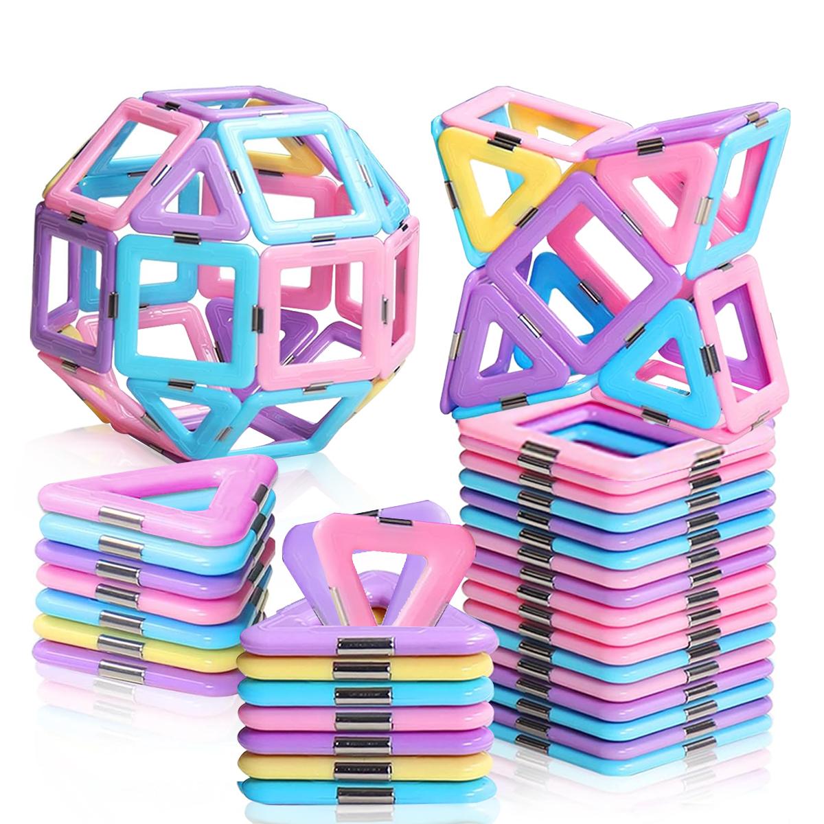 Magnetic Building Blocks for Toddlers Macaron Magnetic Blocks STEM Toys 3D Creativity and Educational Construction Toys Toys for Kids Age 3-6 Birthday Gifts Random Color Magnetic Building