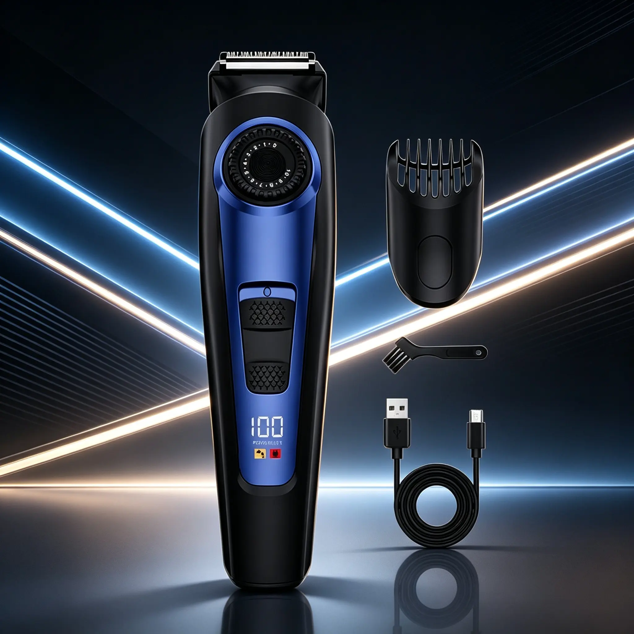 Men's Beard Trimmer and Hair Clipper, 10 Adjustable Lengths, Wireless Multi-Functional Trimmer, Ideal for Hair, Beard, Body Care, Perfect Self-Care Kit