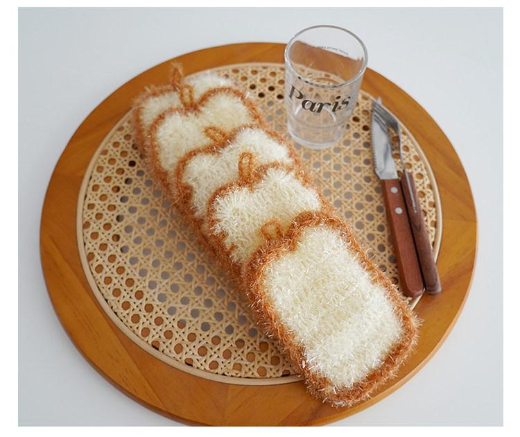 [3-Pack] Korean-style simulated avocado dishcloth, simulated toast bread dishcloth, simulated garlic head non-greasy cleaning cloth, easy to clean and lint-free household items