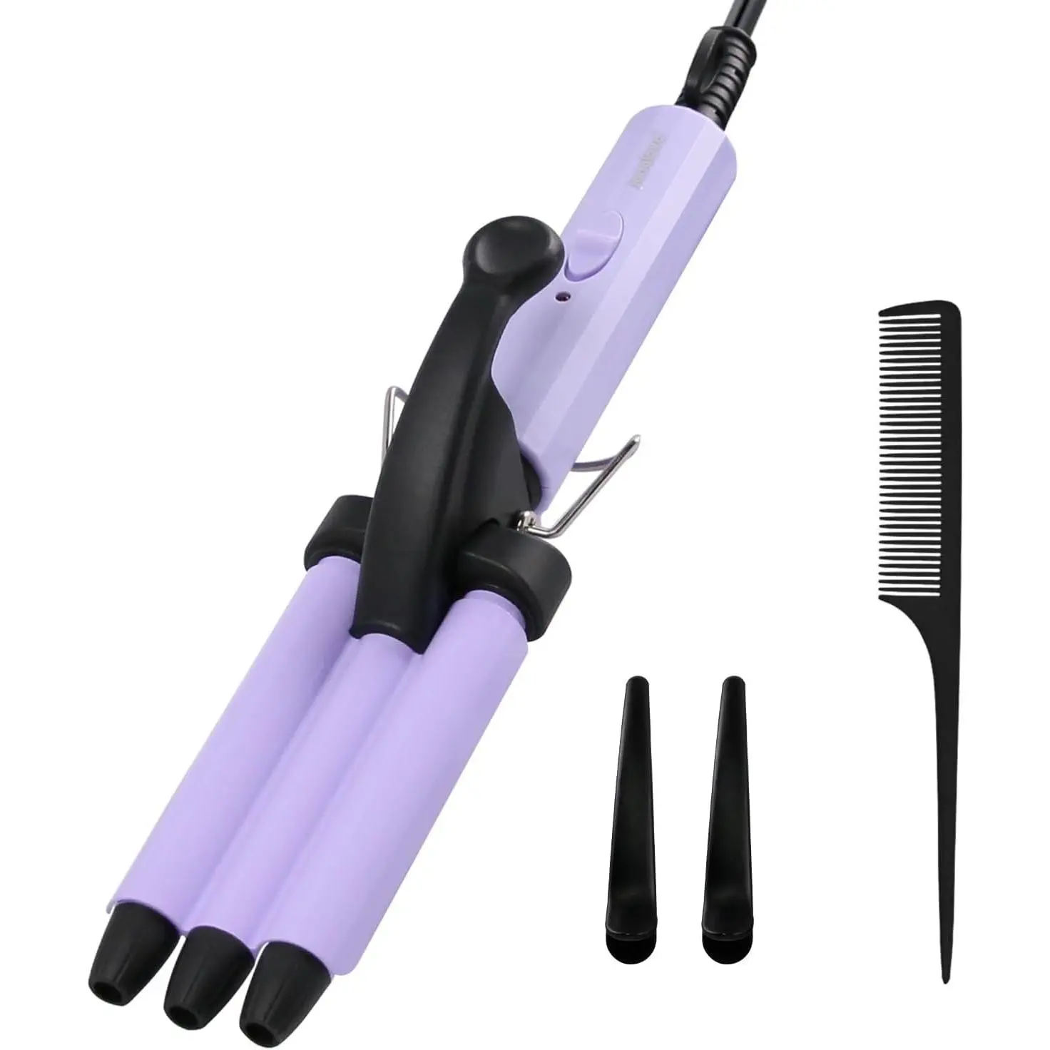 Mini Hair Crimper, 1/2 Inch Beach Waves Curling Iron, Hair Waver for Short & Medium with 3 Ceramic Barrels, Home and Travel Friendly Crimper Hair Tool, Dual Voltage, 392℉ Fast HeatingGift