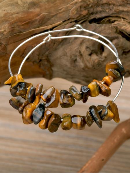 Natural Tiger Eye Stone Earrings Set, 5 Pairs Elegant Water Drop Design, Autumn Natural Stone Ear Studs, Precious Jewelry Gift, Natural Crystal Jewelry