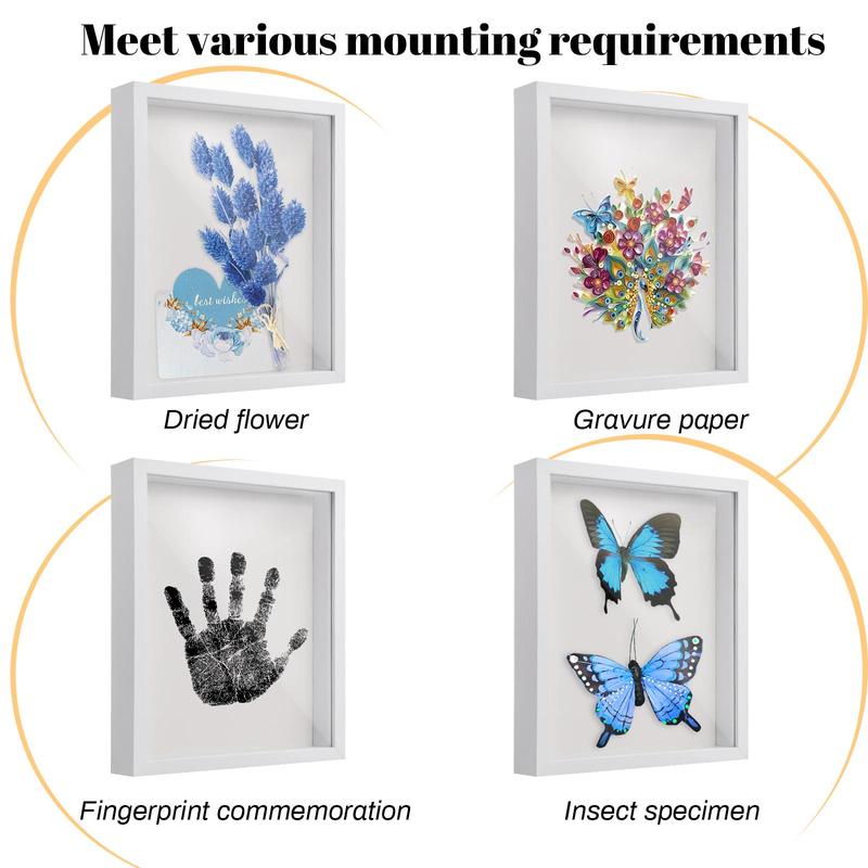 Wooden 3D Photo Frame, 1 Count Wall Mounted & Standing Photo Frame, Deep Picture Frame Display Box for Tabletop Wall Office Dormitory Living Room