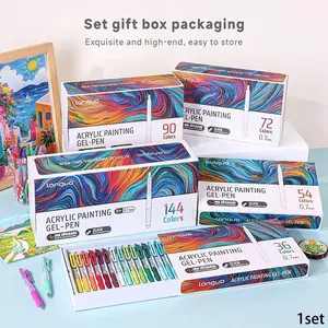 Languo 36/54/72/90/144 Colors Retractable Gel Pens, Large Capacity Acrylic Marker Set, Ideal for Holiday Themed Painting & Festival Art Creation