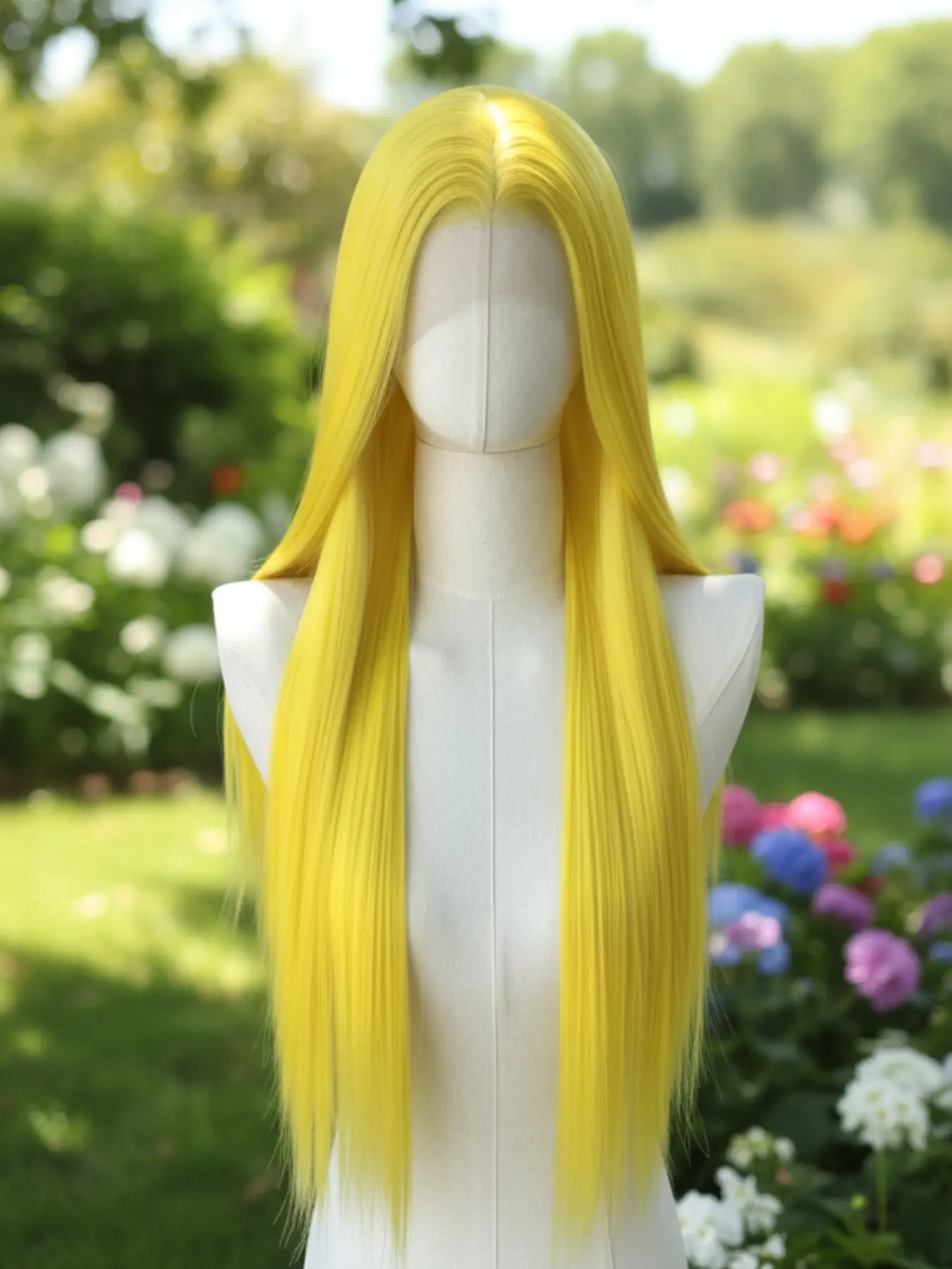 Yellow Lace Front Wig for Women, 26 Inches Long Straight Hair, 13*4 High-Definition Lace, Free Part Premium Synthetic Lace Wig for Cosplay, Synthetic Material Wigs