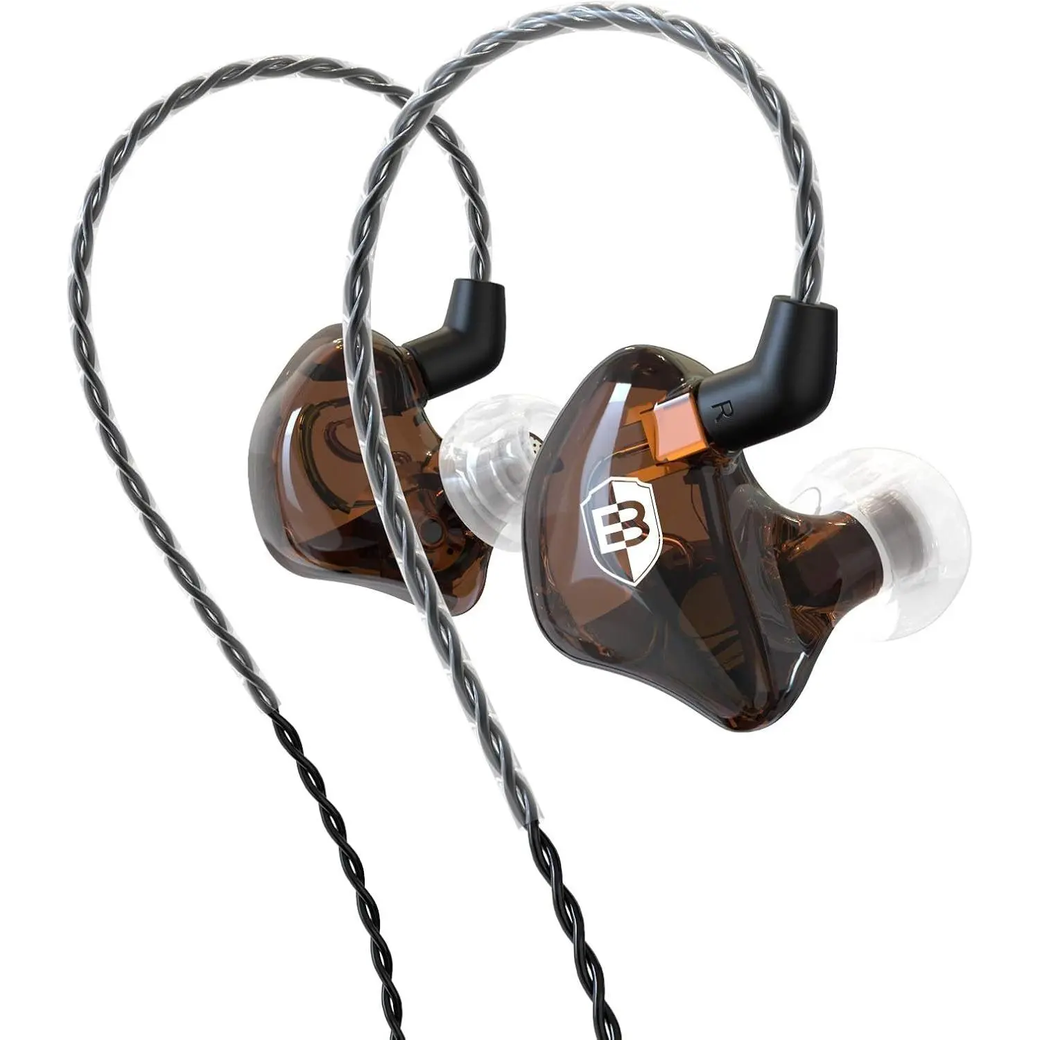 in-Ear  Headphones  Dynamic Drivers IEM Earphones Detachable MMCX  Musicians Earbuds Headphones (BC100 Brown, with no Mic)