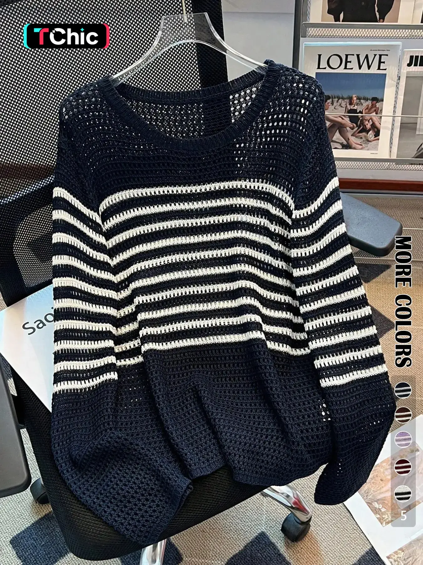 Women's Striped Print Sweater Tops Pullover, Casual Long Sleeve Crew Neck Jumper for Summer, Fashion Women's Knitwear for Daily Wear, Womenswear