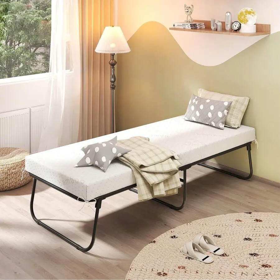 75'' X 31'' Folding Bed W/ Memory Foam Breathable Mesh & Heavy-Duty Metal Frame