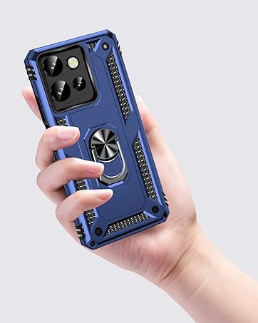 for Moto G Power 2025 Case: Moto G Play 2025 Case with Screen Protector - Military Grade Protective Cases with Finger Ring Holder Kickstand for Moto G Play/Power 2025(Blue)