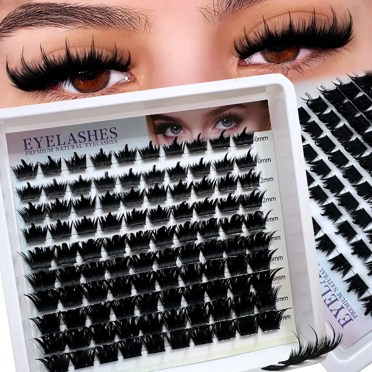 300D/120D eyelash bundle, extended eyelashes, comic eyelashes, spiky eyelashes, Individual false eyelashes, single eyelashes, lower eyelashes, thin base, 10-18mm natural, 140pcs/100pcs eyelash extension